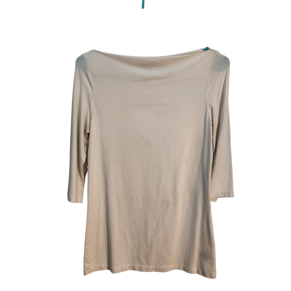 Willi Smith Boat Neck 3/4 Sleeve  White Tunic Top Minimalist Style‎ Size M
